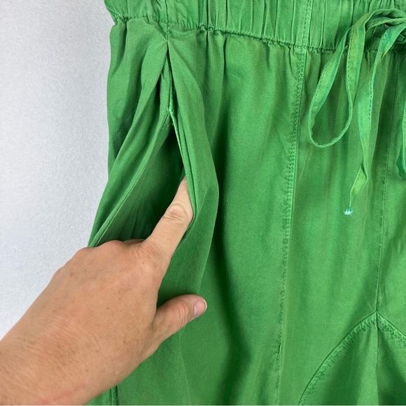 Free People Hadley Poplin Pants Size Medium Oversized Kelly Green Lightweight - Picture 7 of 9